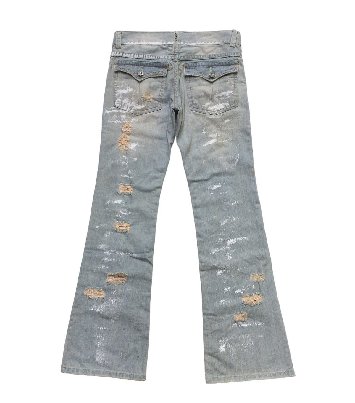 Japanese Brand Trashed Flared Denim Low Rise Paint Splash Size US 32 / EU 48 - 2 Thumbnail