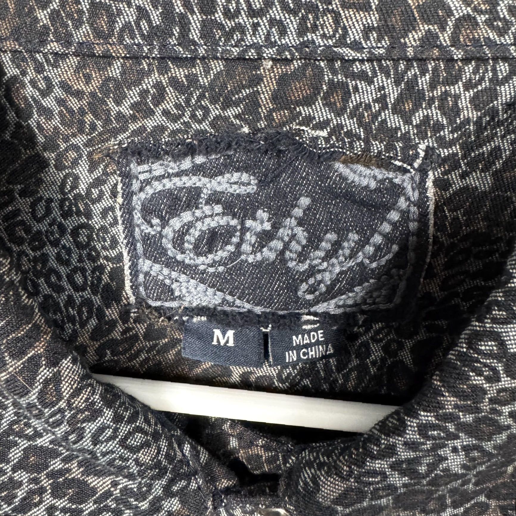 Denime Ethyl Jacket M Leopard Print Denim Jean Button Front Edgy Statement Blue Black Size 32" / US 10 / IT 46 - 7 Thumbnail