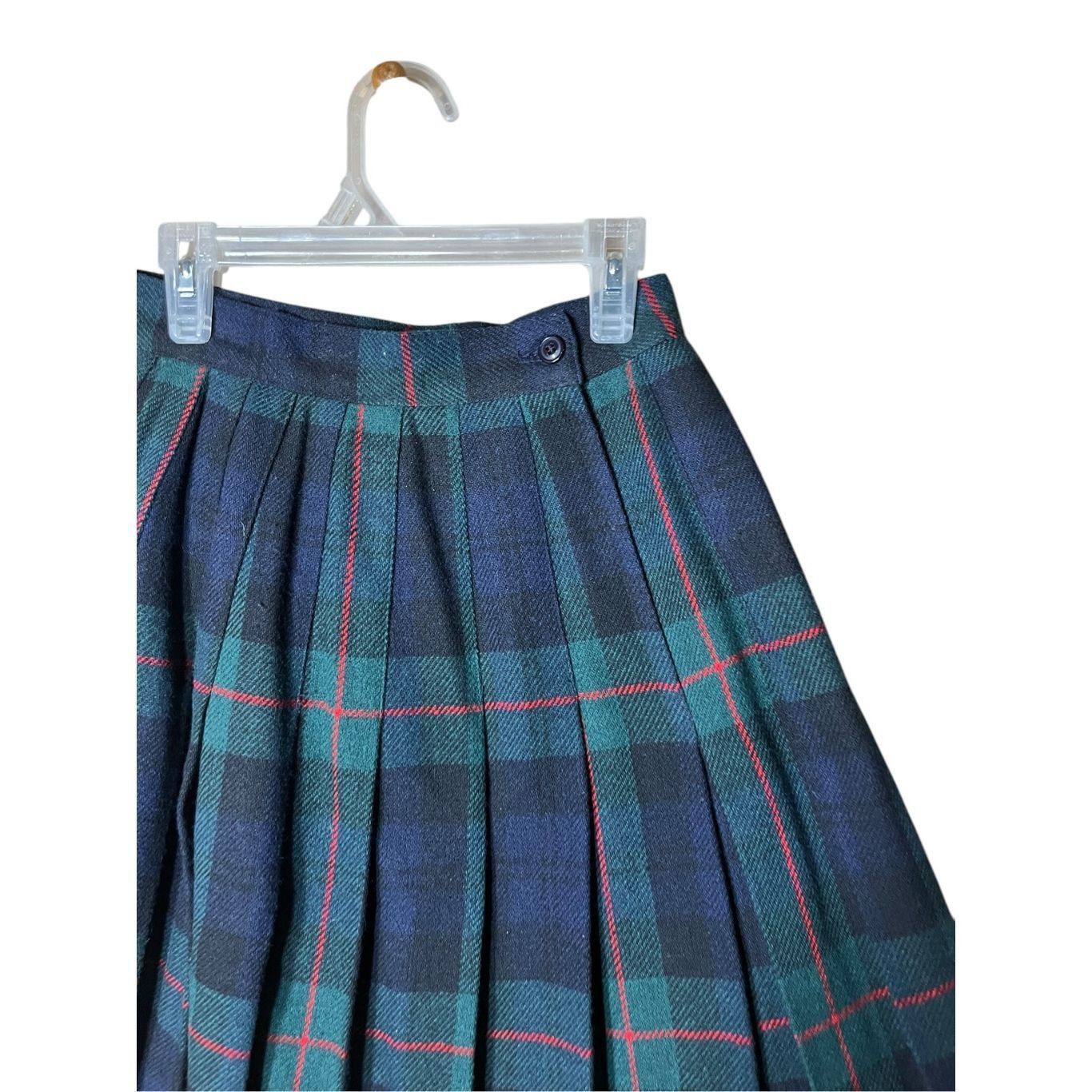 Other Vintage Norton Mcnaughton 80s Green Wool Blend Pleated Skirt Size 4P Size 27" / US 4 / IT 40 - 6 Thumbnail
