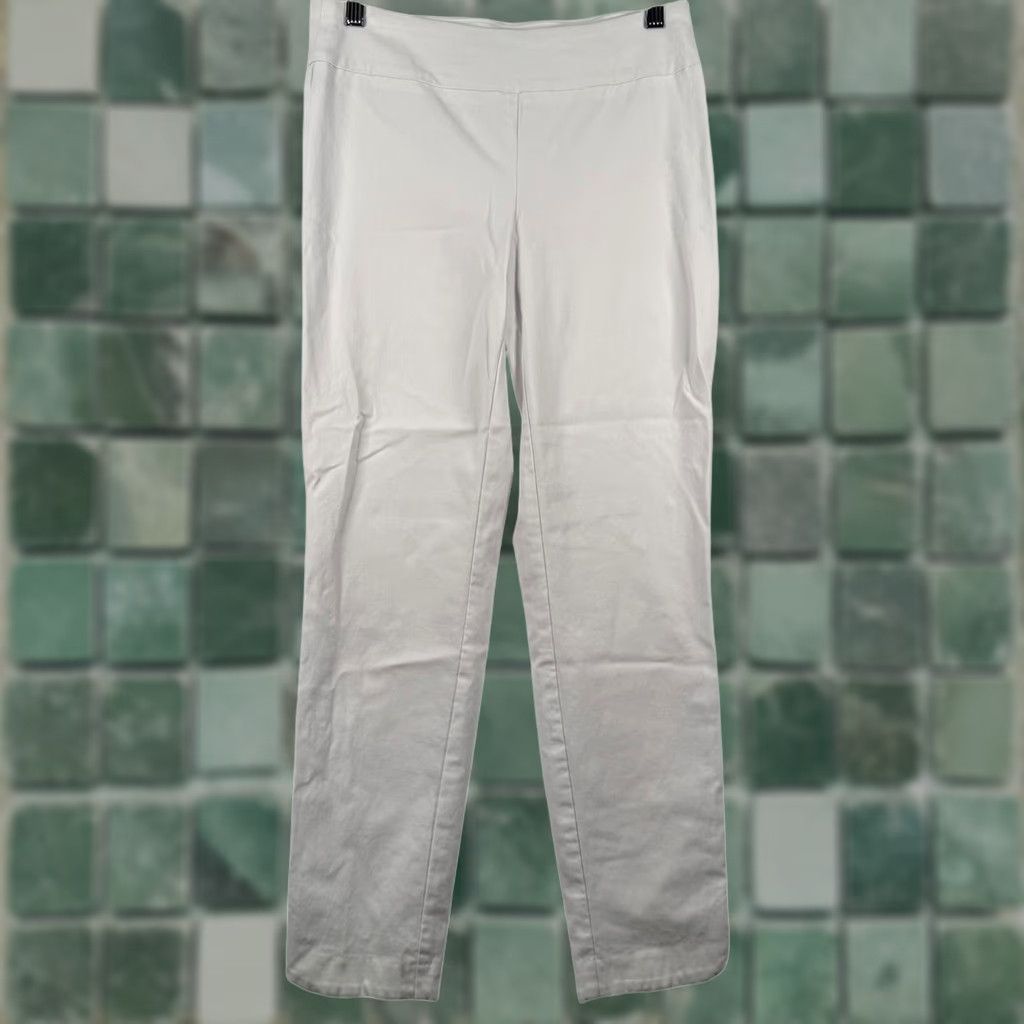 Vintage Up! Pants White Pull-On Trousers Pants Women 8 Straight Leg Slit Ankle Office Career Classic Workwear Slit Quiet Luxury Modern Seasonal White Womens Size 30" / US 8 / IT 44 - 1 Thumbnail