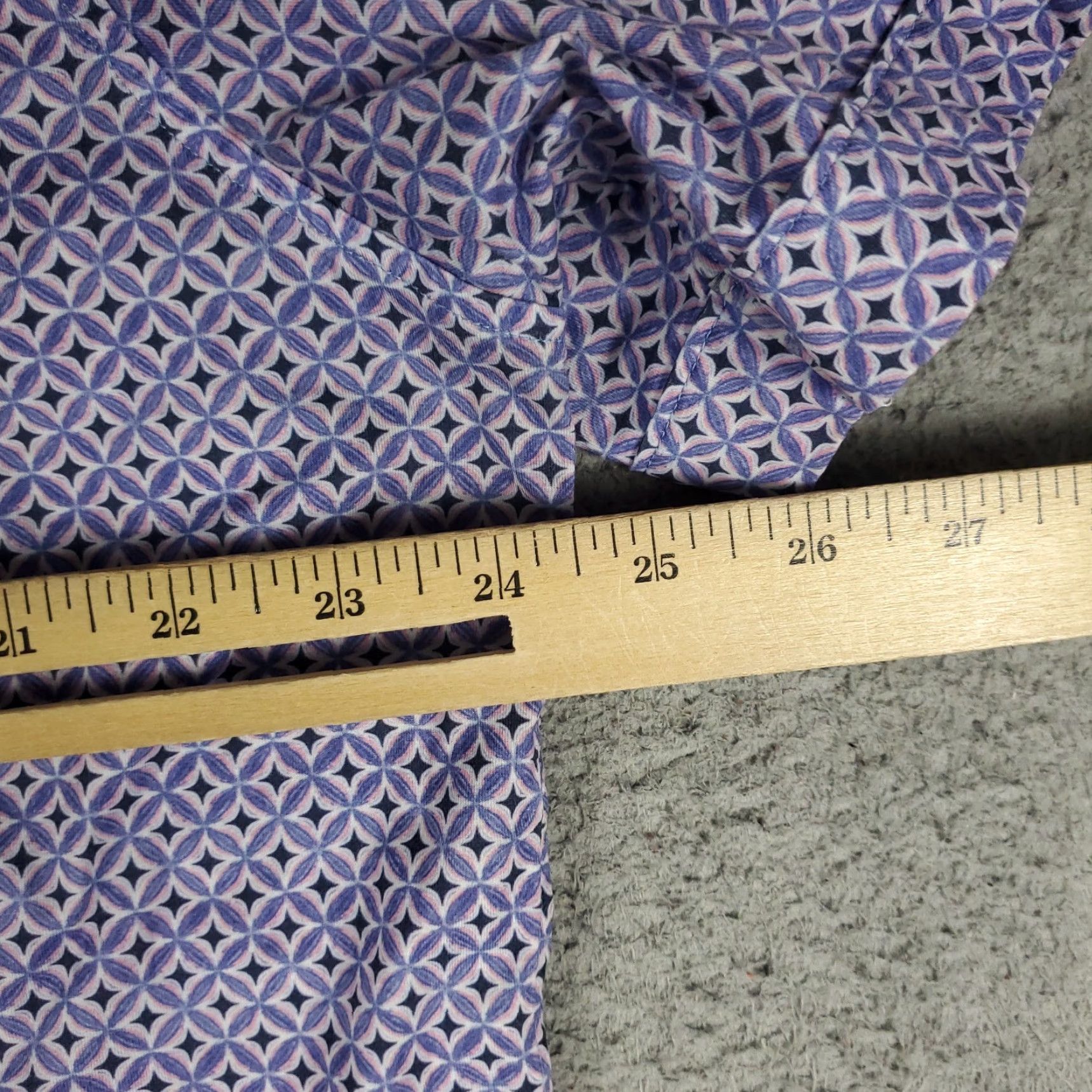 BUGATCHI Bugatchi Uomo Shirt Mens XL Purple Geometric Button Up Short Sleeve Size US XL / EU 56 / 4 - 5 Thumbnail