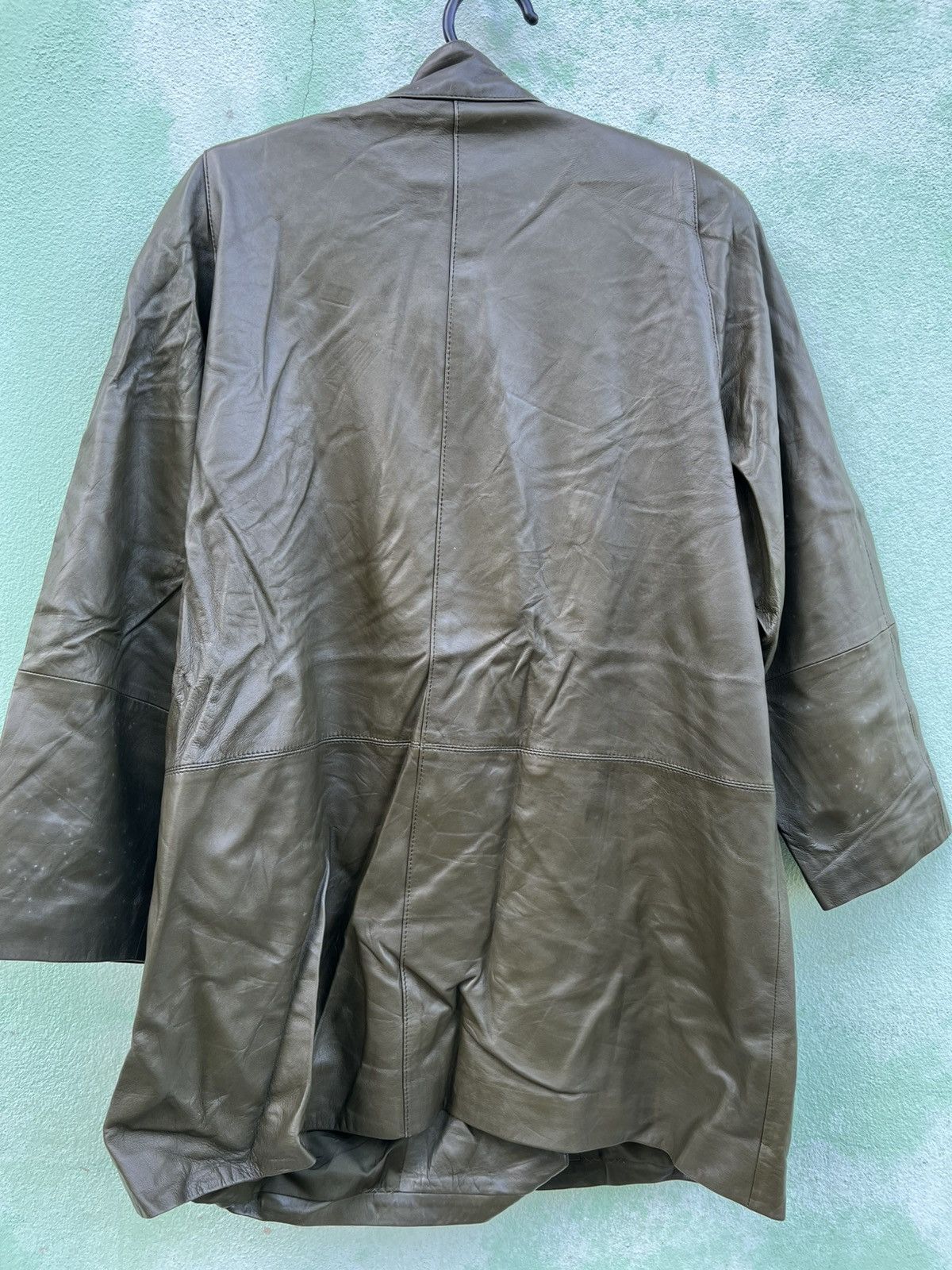 Japanese Brand Vintage Marie Claire Paris Pleated Leather Jacket OliveGreen Size US L / EU 52-54 / 3 - 4 Thumbnail
