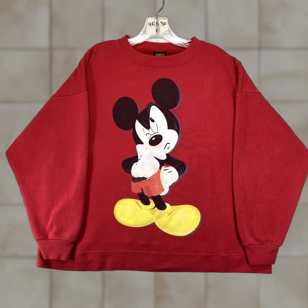 Mickey Unlimited VINTAGE Mickey Unlimited Sweatshirt Large Red Crew Neck Pullover Graphic Print 90s Mickey Mouse Funny Face Classic Fit Men Size US L / EU 52-54 / 3 - 1 Thumbnail