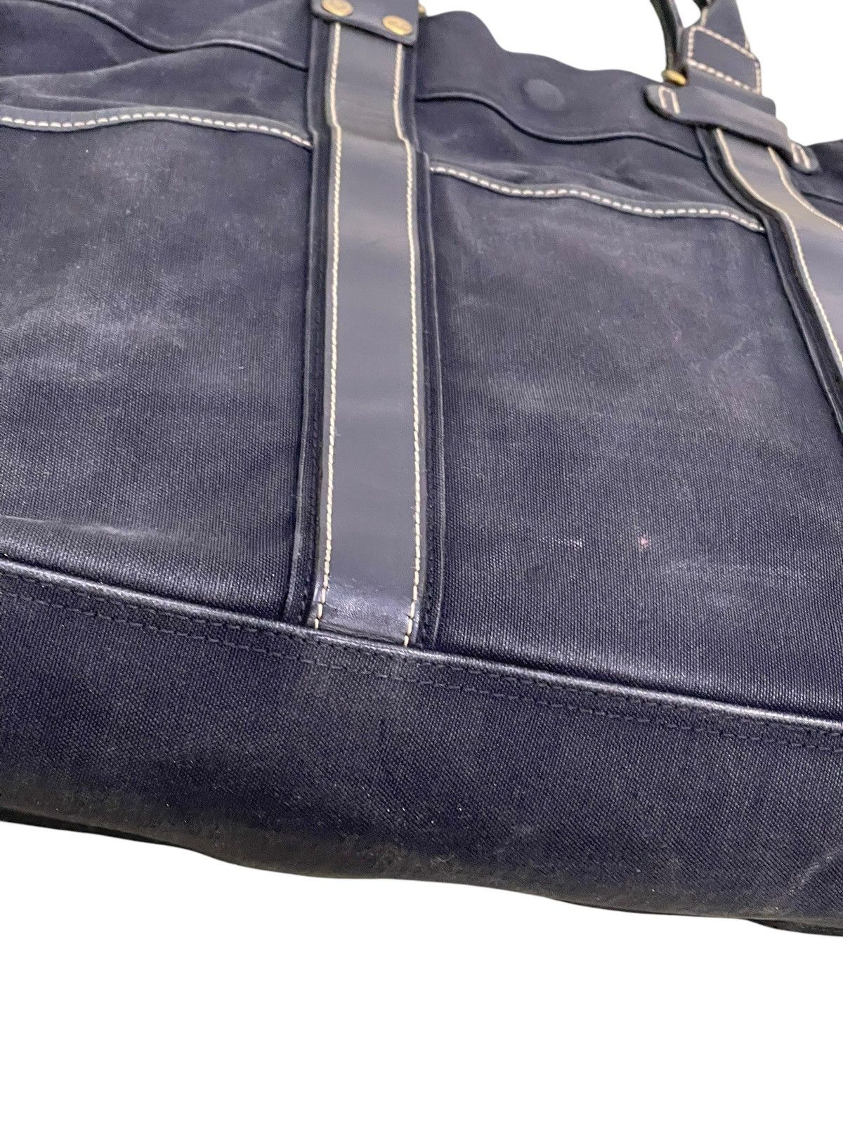 Genuine Leather Leather Cotton Duck Kinoshohampu Japan Faded Tote Bag 1🟩6 Size ONE SIZE - 14 Thumbnail