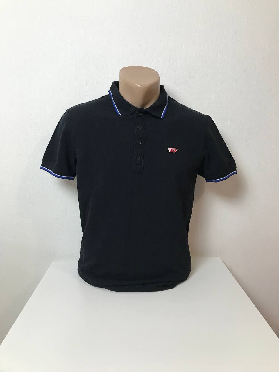 Diesel DIESEL Men's Black D Logo Tipped Polo Shirt Size M Size US M / EU 48-50 / 2 - 1 Thumbnail