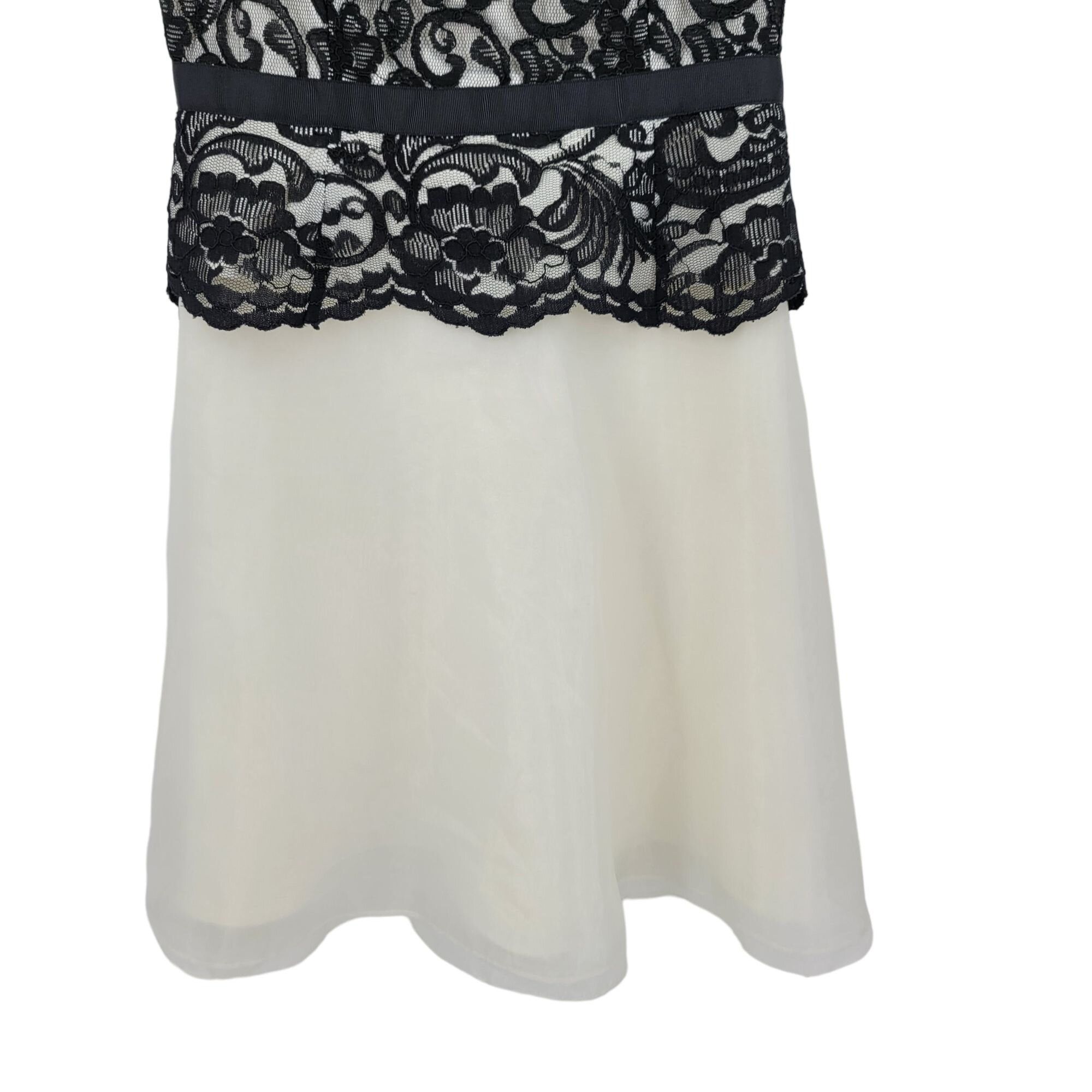 WHBM Cocktail Fit & Flare Mini Dress 2 Black Lace Bodice