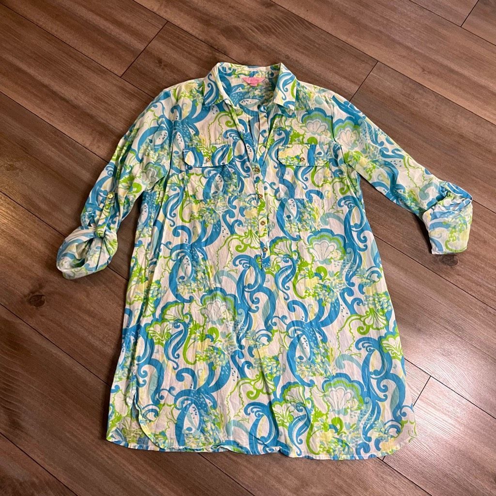 Lilly Pulitzer Lilly Pulitzer Blue Pattern Dress Women Medium Bin L-47 Size M / US 6-8 / IT 42-44 - 1 Thumbnail