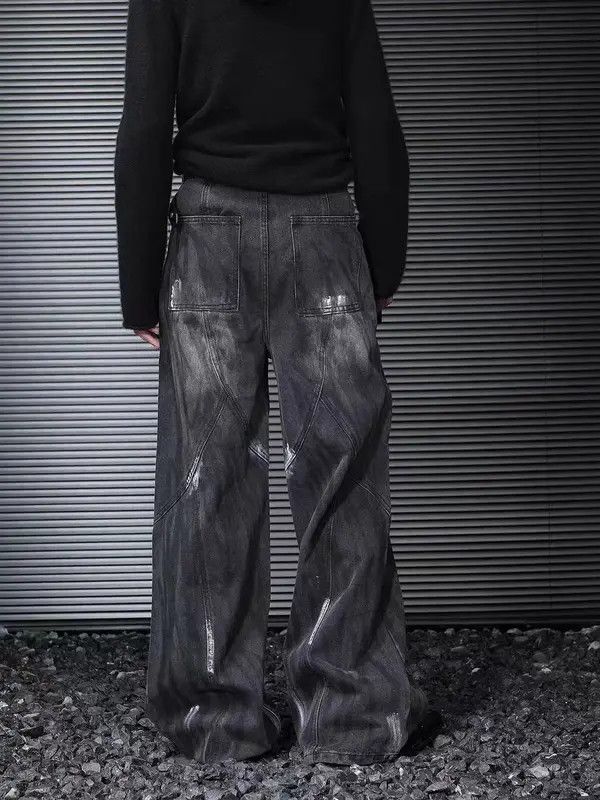 Japanese Brand VIBE Vintage washed and painted straight baggy jeans Size US 34 / EU 50 - 4 Thumbnail