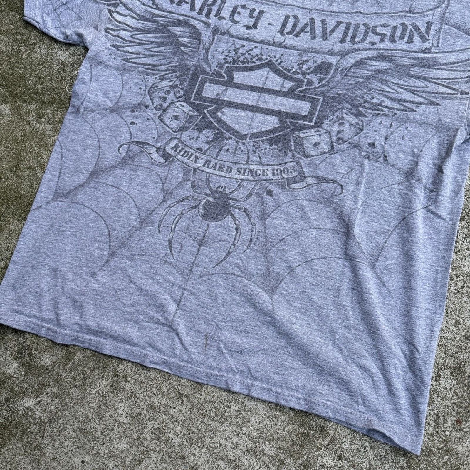 Harley Davidson Vintage Harley Davidson Thrashed Faded Spiderweb Tee Seoul Size US L / EU 52-54 / 3 - 10 Thumbnail