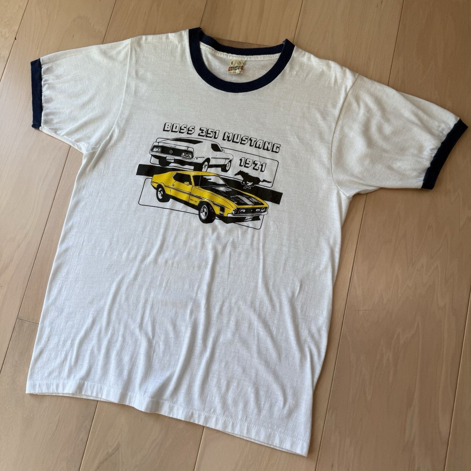 Vintage Vintage Boss 351 Mustang Shirt 80s Ford Ringer Screen Stars Size US L / EU 52-54 / 3 - 7 Thumbnail