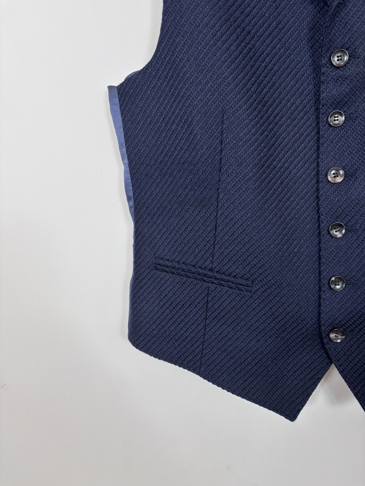 Suitsupply Suitsupply Capetown Men’s Navy Blue Wool Waistcoat Vest Size 38R - 6 Thumbnail