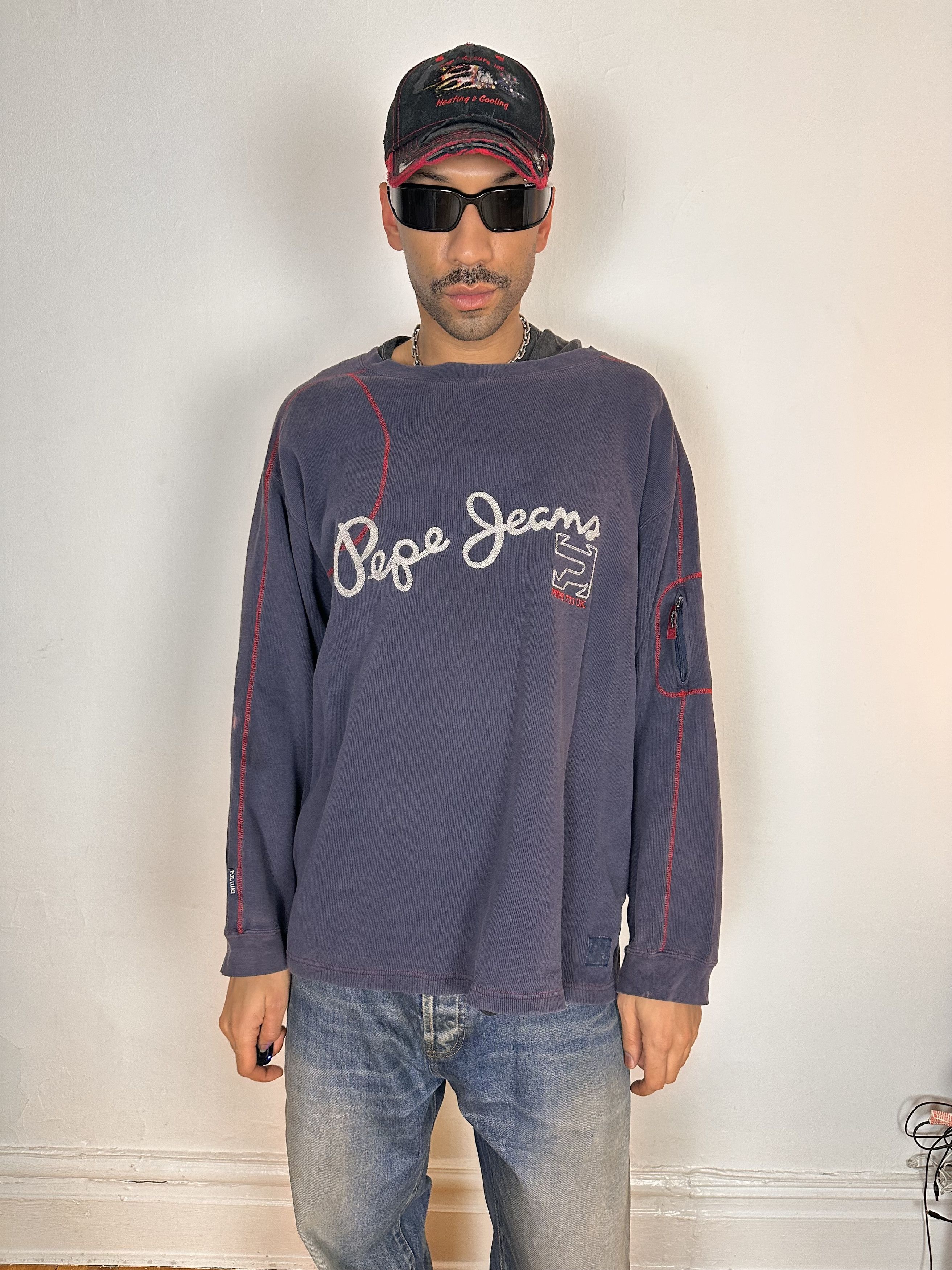 Pepe Jeans Vintage Pepe Jeans Blue Oversized Sweatshirt - 4xl Size US XXL / EU 58 / 5 - 1 Thumbnail