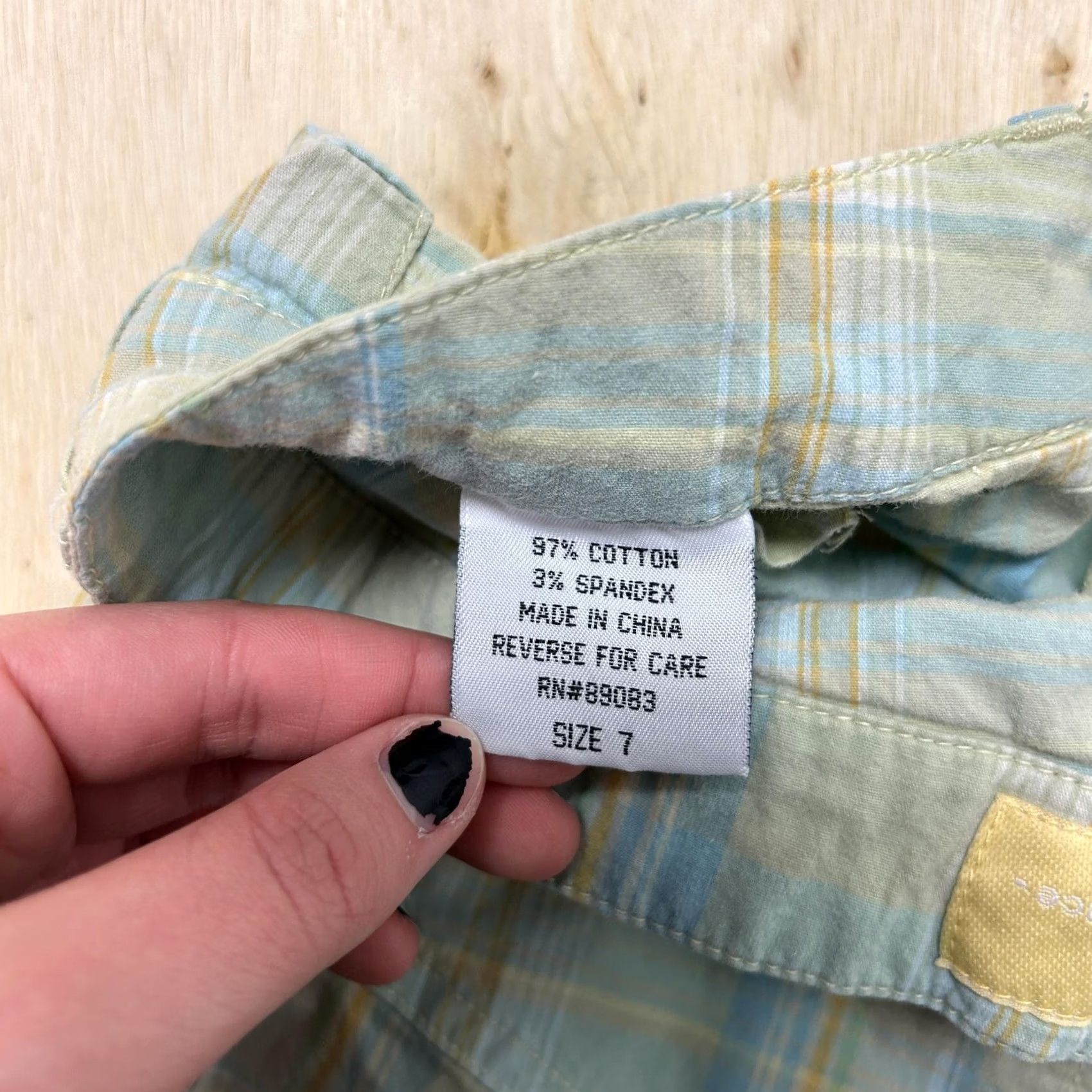 L.E.I. L.e.i. Shorts Womens 7 Blue Plaid Twill Chino Flat Stretch Casual Summer Size 28" / US 6 / IT 42 - 3 Thumbnail