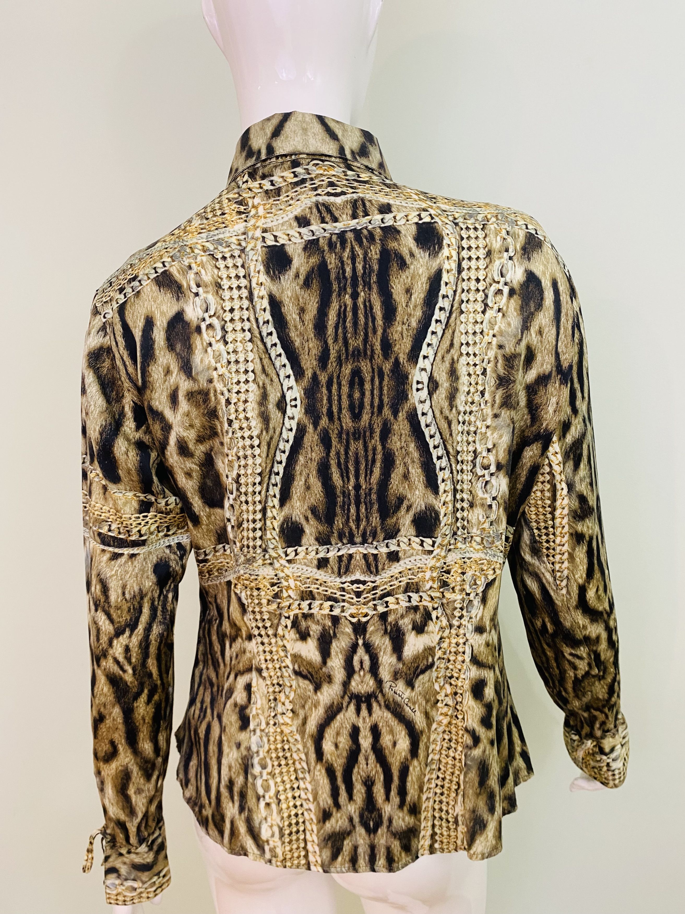 Roberto Cavalli Roberto Cavalli Silk Chain Leopard Lion Corset Top Shirt Size M / US 6-8 / IT 42-44 - 10 Thumbnail