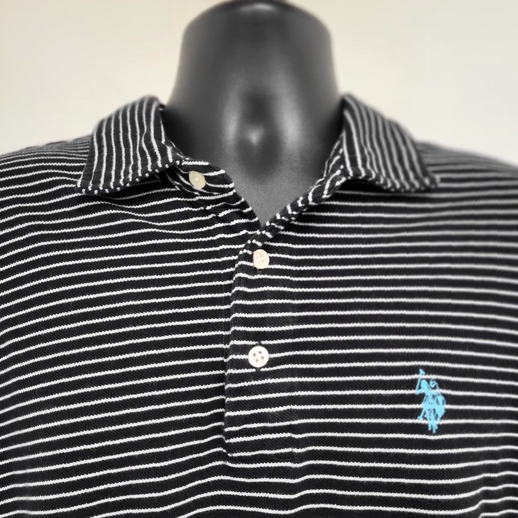 Vintage U.S. Polo Assn Shirt Men 3XLT Black White Striped Polo Tall Short Sleeve Polo Shirt Regular Fit Mens Size US XXL / EU 58 / 5 - 3 Thumbnail