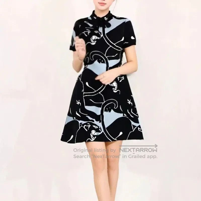 Valentino Valentino Black Patterned Short Sleeve Dress . Size S / US 4 / IT 40 - 1 Thumbnail