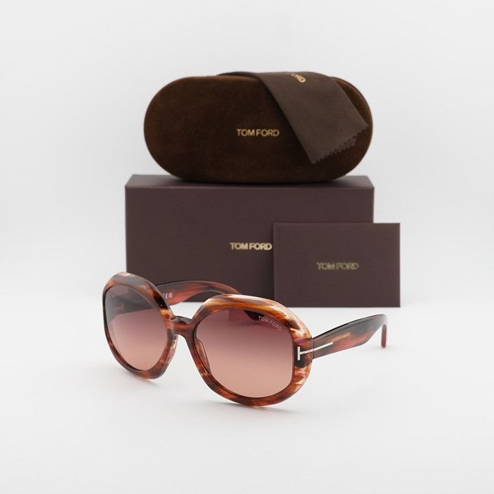 Tom Ford Tom Ford Georgia-02 FT1011 55F Sunglasses Havana Round Frame Size ONE SIZE - 10 Thumbnail