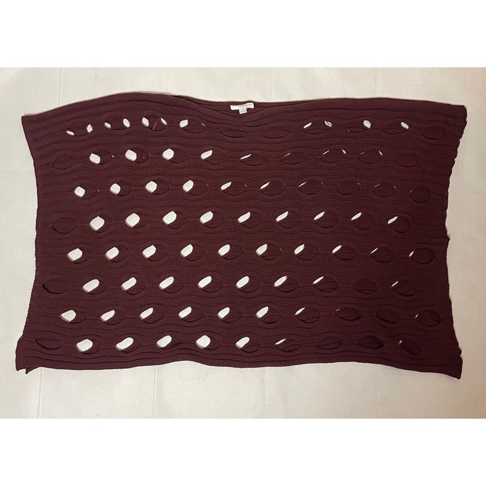 Other Katherine Barclay Knit Burgundy Cotton Blend Poncho Cape Si Size M / US 6-8 / IT 42-44 - 6 Thumbnail
