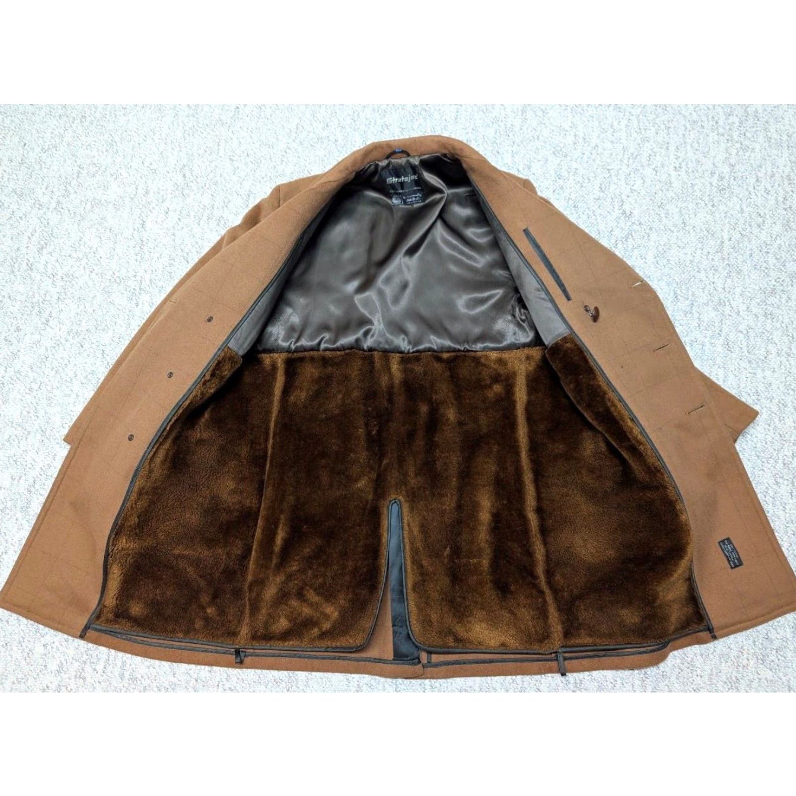 Doublet VINTAGE Stratojac OVERCOAT Shirt Mens 40 Brown Wool Flannel Double Breasted 1970s USA Made Sherpa Patten: Windowpane Size US M / EU 48-50 / 2 - 6 Thumbnail