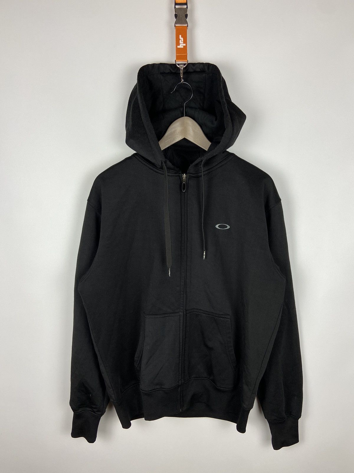 Vintage Oakley Zip Hoodie Y2K Mens Black