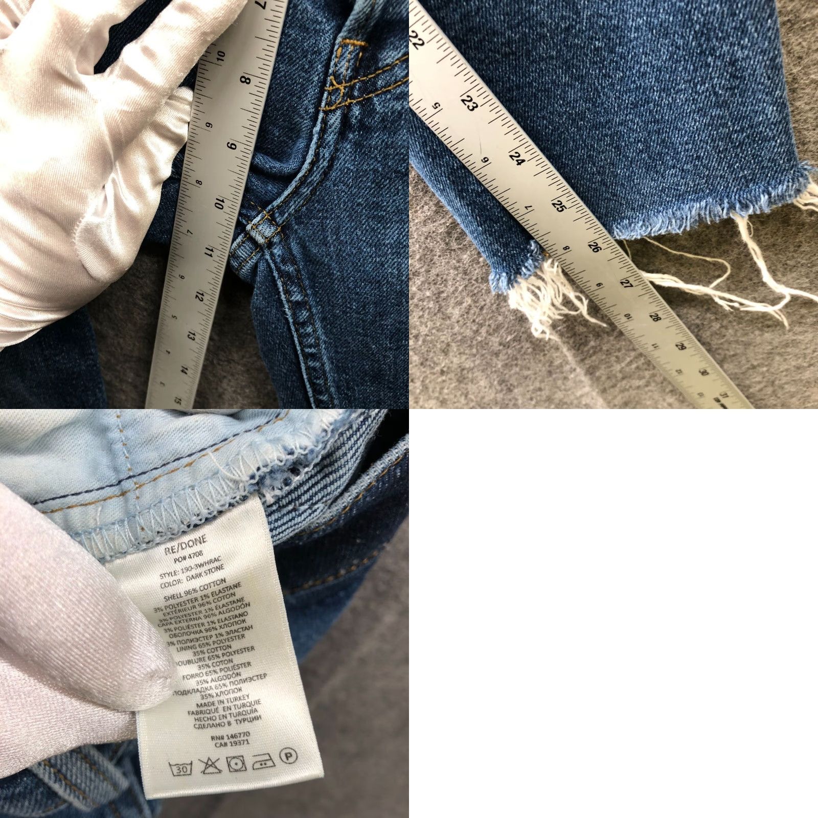 RE/DONE VINTAGE Re/Done 90s High Rise Ankle Crop Jeans Womens 26 Dark Stone Button Fly Blue Size 26" / US 2 / IT 38 - 8 Thumbnail