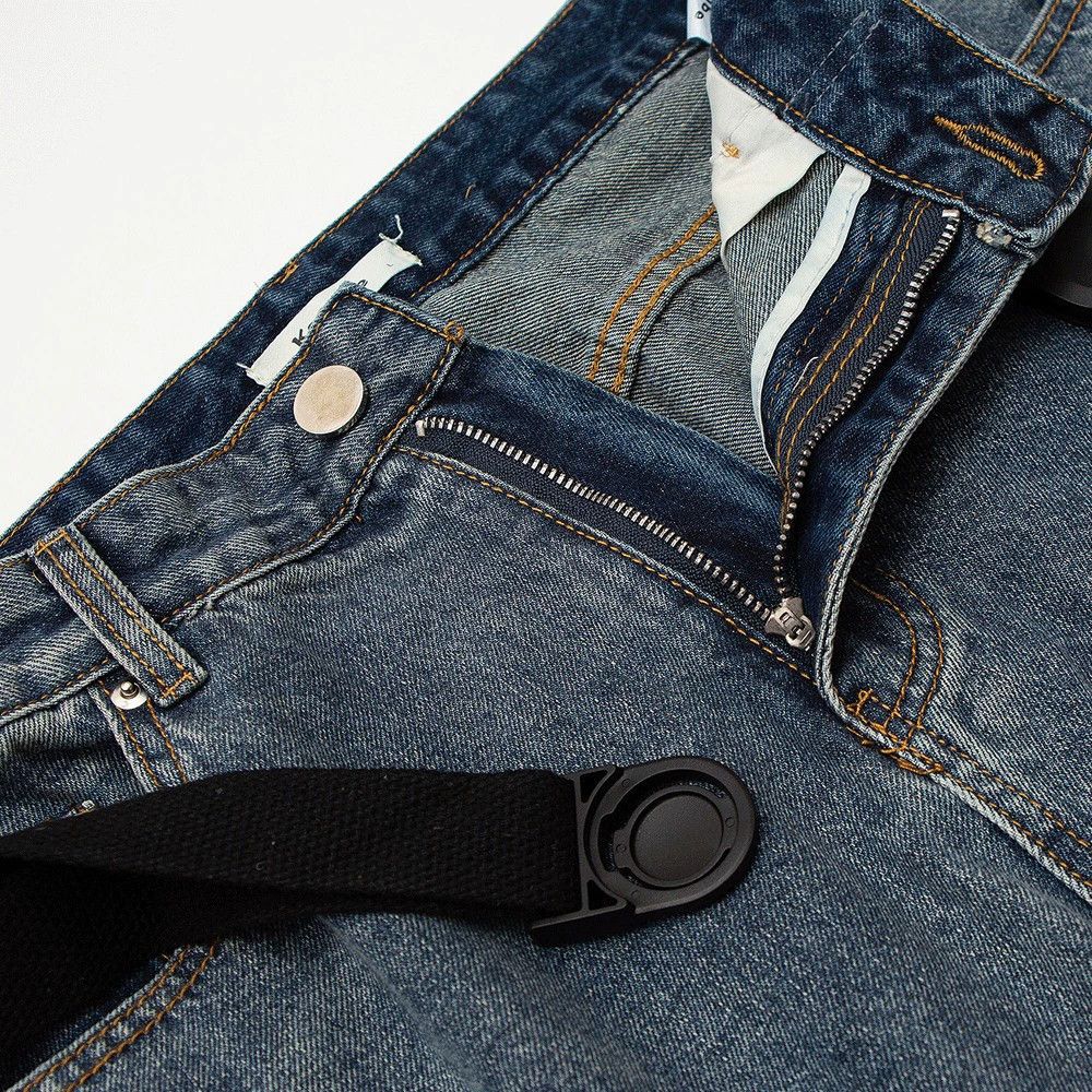Vintage Men's street loose belt washed distressed jeans Size US 32 / EU 48 - 4 Thumbnail