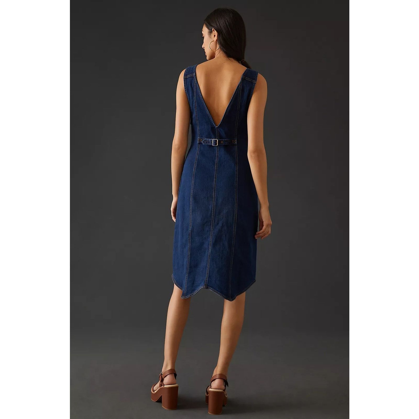 Anthropologie Nwt Pilcro Vest Mini Dress $180 SIZE 0 Dark Denim Button Size XS / US 0-2 / IT 36-38 - 3 Thumbnail