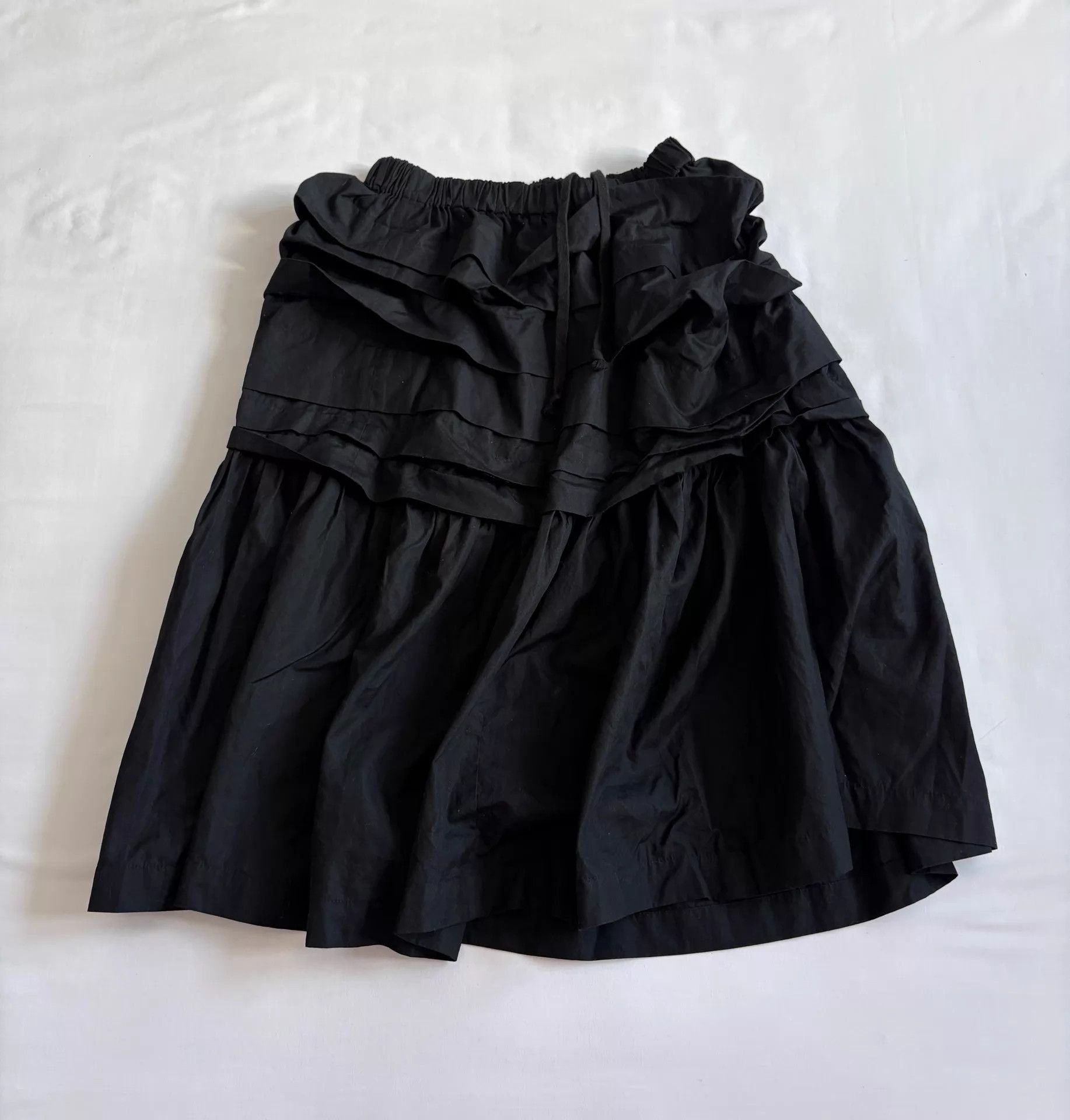 Comme des Garcons CDG Vintage Black Pleated Layered Elastic Waist Skirt Size 24" / US 00 / IT 34 - 1 Thumbnail