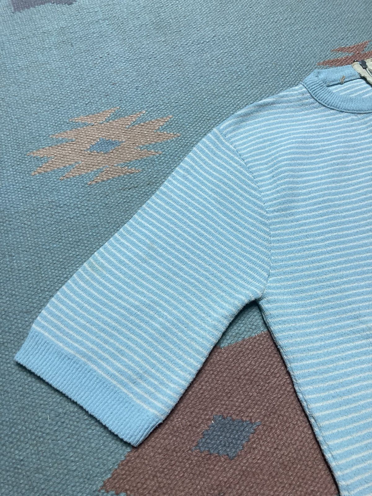 Vintage Vintage 60s t shirt striped textured blue women’s large Size L / US 10 / IT 46 - 3 Thumbnail