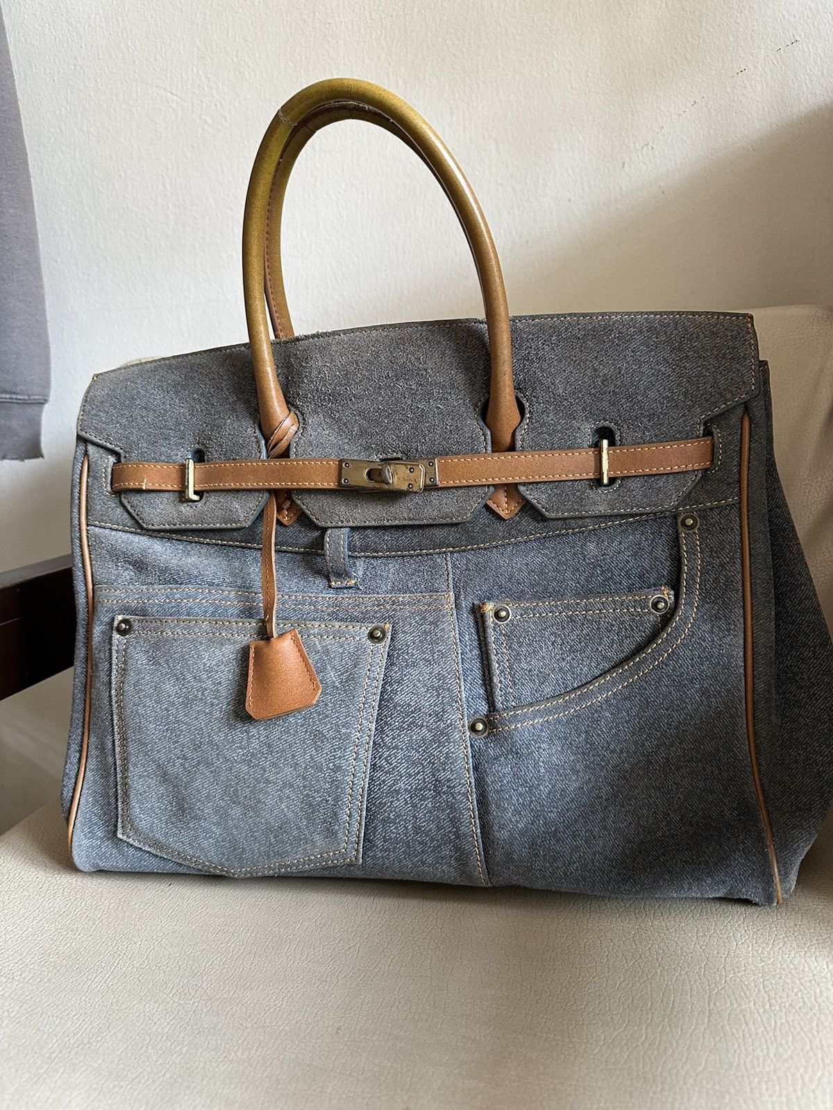 Japanese Brand 1990s Japan Made D-Dream Denim Distressed Birkin Bag Size ONE SIZE - 2 Thumbnail