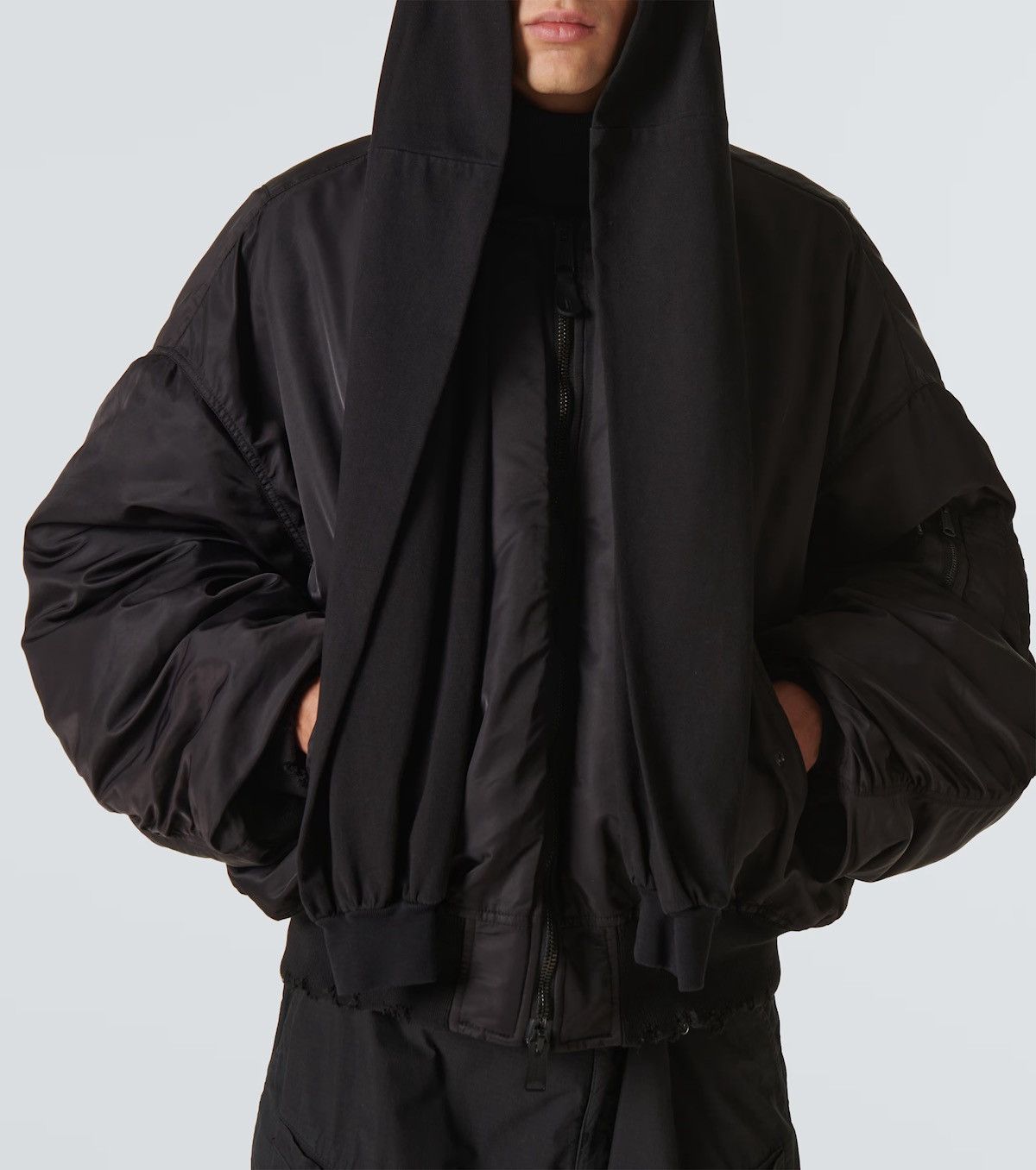 Balenciaga Incognito distressed hooded bomber jacket Size US L / EU 52-54 / 3 - 4 Thumbnail