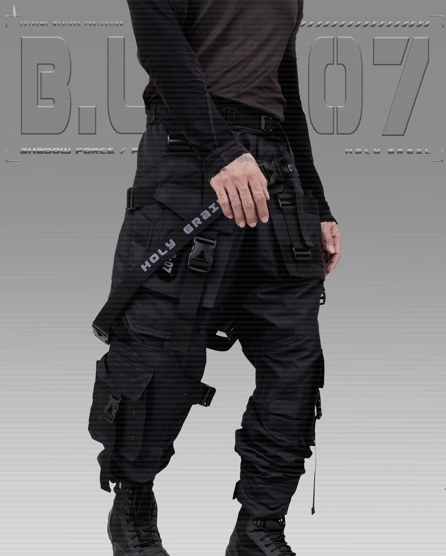 Hi Tec H-G PRO-TECH-TOR "SHADOW FORCE" TECHWEAR CYBERPUNK HOLYGRAIL Size US 34 / EU 50 - 5 Thumbnail