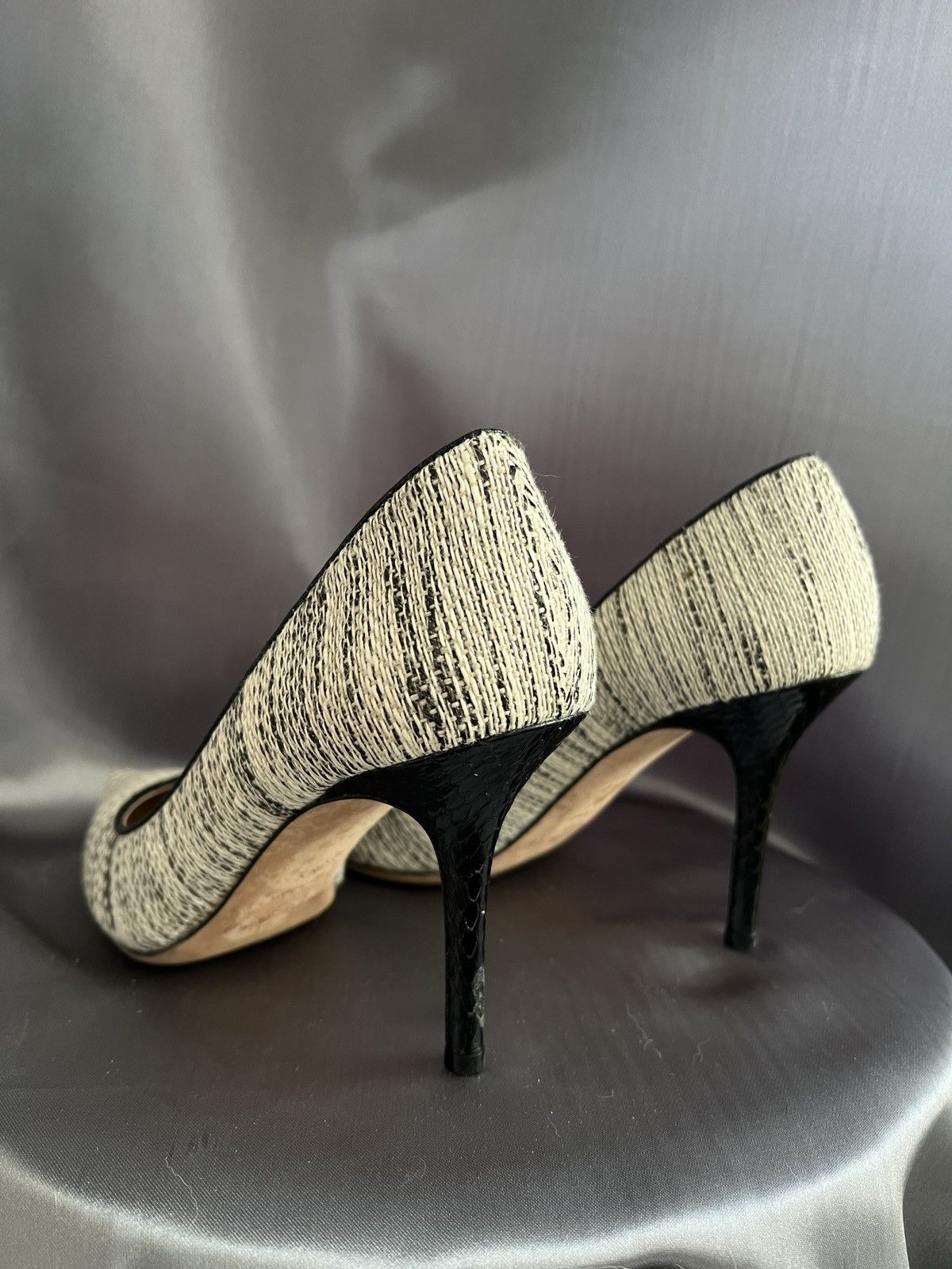 Jimmy Choo Jimmy choo leather and canva heels Size US 8 / IT 38 - 8 Thumbnail