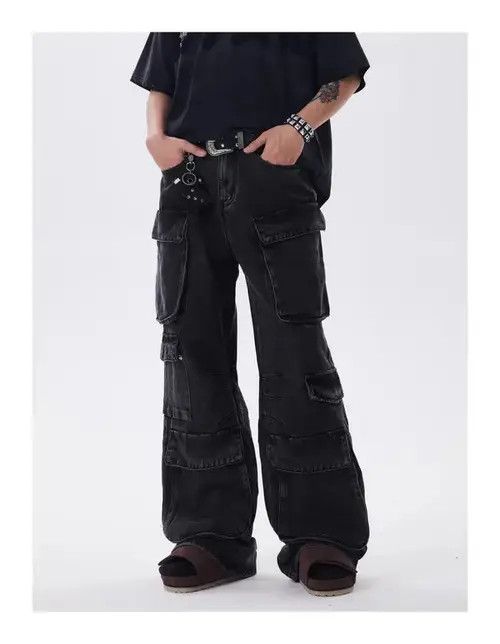 Jean Baggy Cargo Black Denim Jeans Size US 30 / EU 46 - 3 Thumbnail
