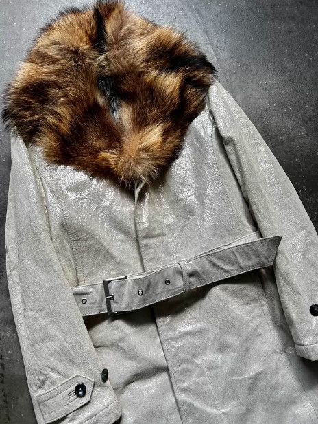 Tornado Mart Tornado Mart 1990s Detachable Fur Collar Long Leather Coat Size M / US 6-8 / IT 42-44 - 3 Thumbnail