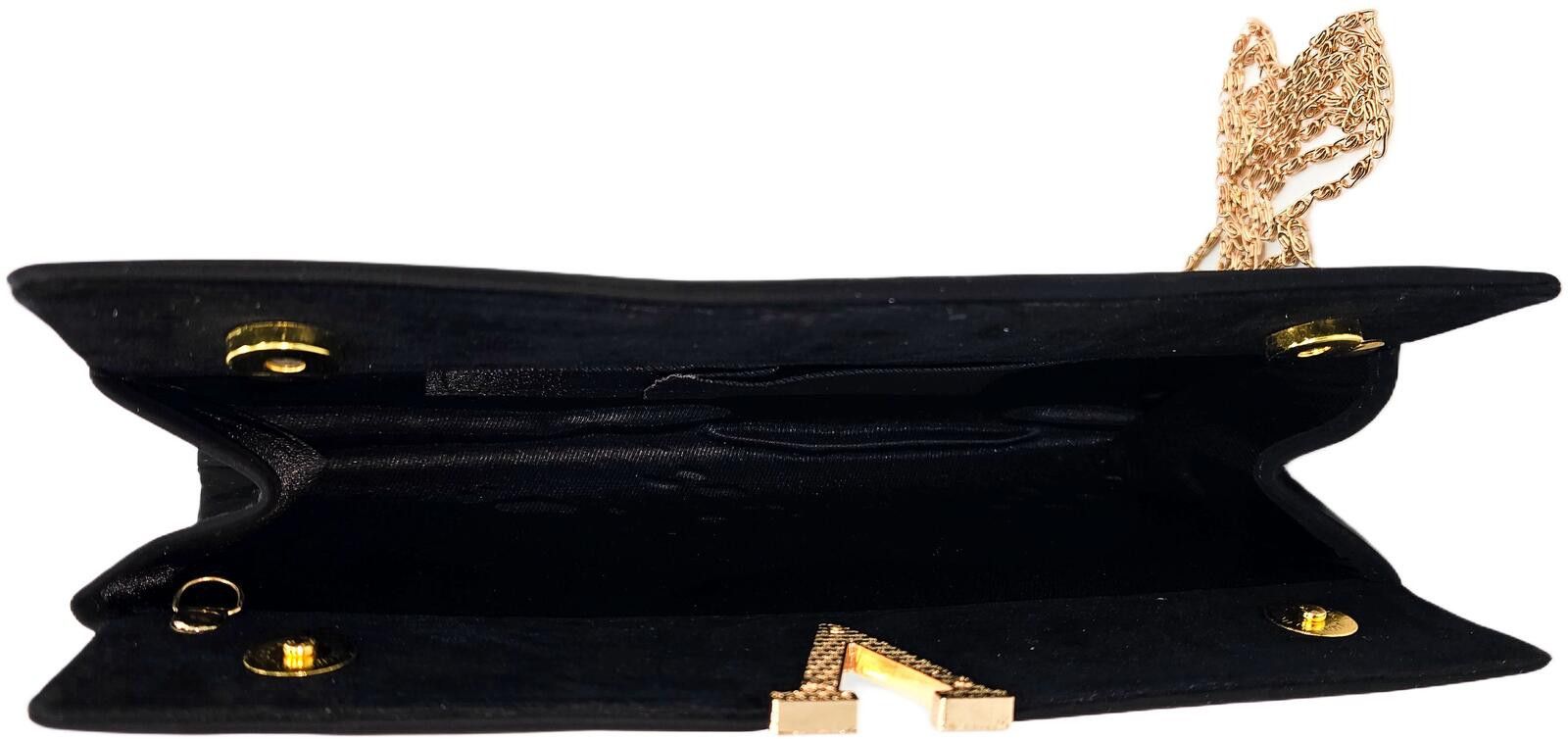 Other Elegant Black Velvet Clutch with Gold Chain Detachable Strap Size ONE SIZE - 6 Thumbnail
