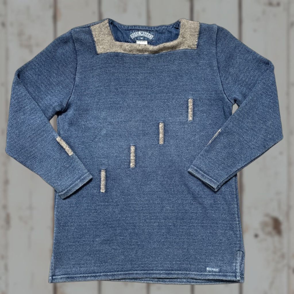 Vintage Blue Willi’s Wool Cotton Knit Sweater Denim Indigo Blue 90s Vintage Womens M - Danish Made Size M / US 6-8 / IT 42-44 - 1 Thumbnail