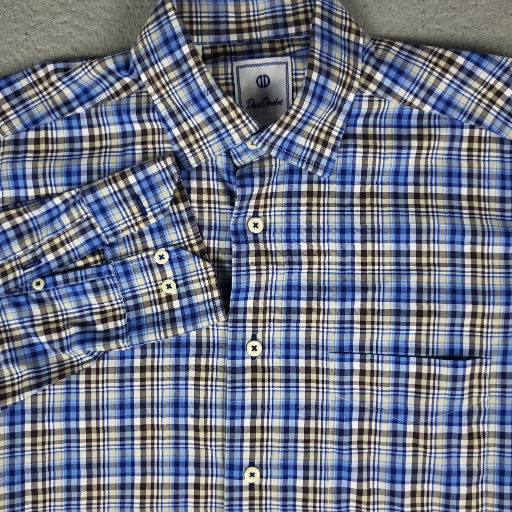 David Donahue David Donahue Shirt Mens M Blue Plaid Casual Button-Up Long Sleeve Size US M / EU 48-50 / 2 - 2 Thumbnail