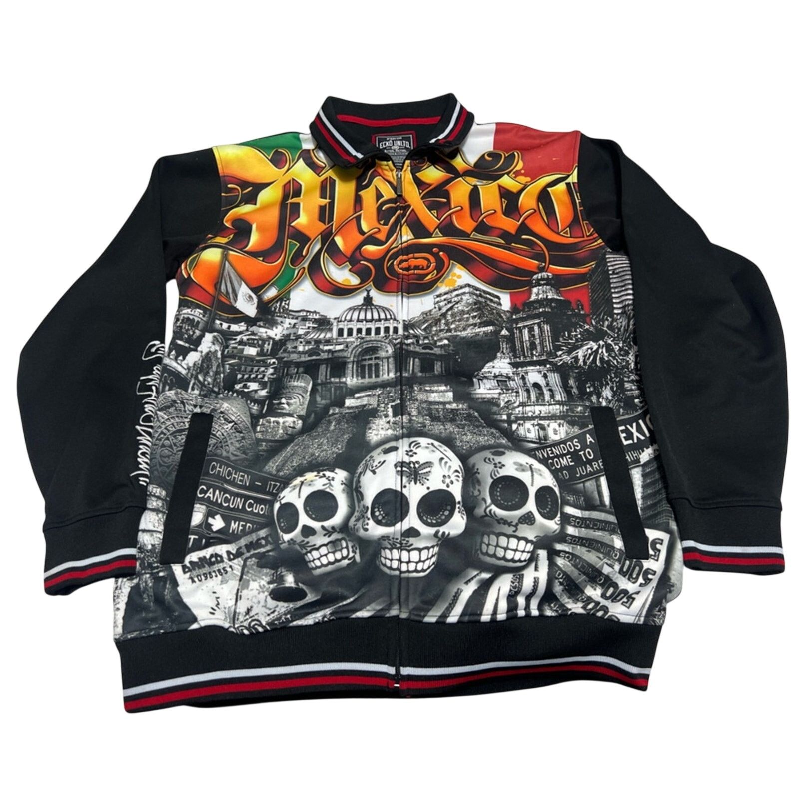 Ecko Unltd. ECKO UNLTD Mexico Day Of The Dead Zip Up Track Jacket RARE Size US L / EU 52-54 / 3 - 1 Thumbnail