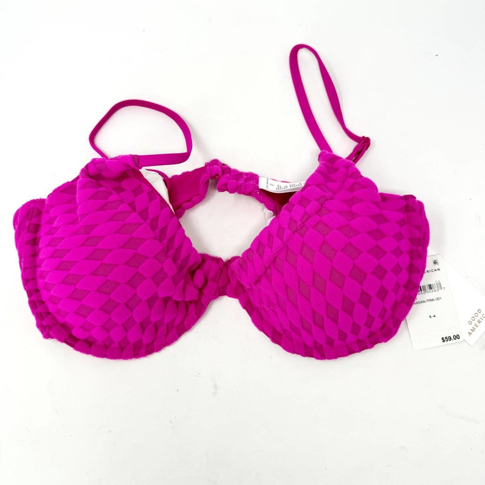 Good American Good American Pink Jacquard Check Underwire Bikini Top XL Size ONE SIZE - 2 Thumbnail
