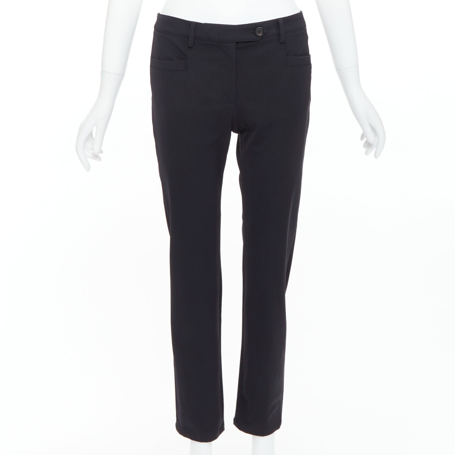 Prada PRADA 2015 black twill horizontal pockets tapered trousers IT40 S Size 27" / US 4 / IT 40 - 1 Thumbnail