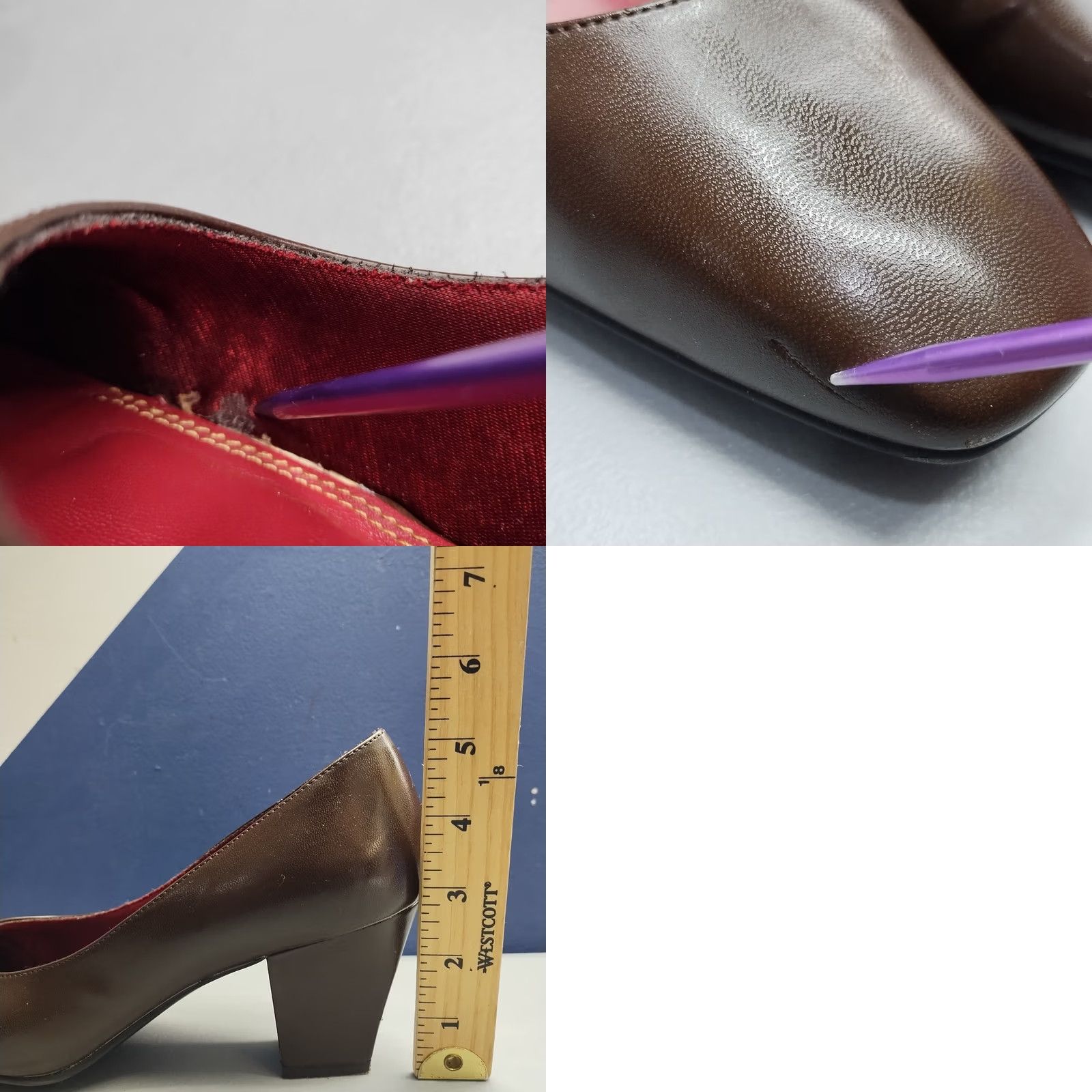 Vintage LifeStride Solo Pump Womens Size 9.5M Brown Synthetic Square Toe Slip On Pump Size US 10 / IT 40 - 8 Thumbnail