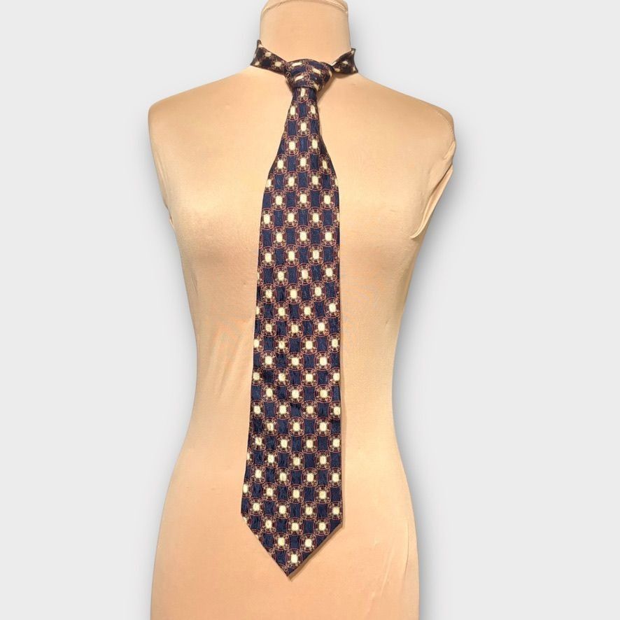 Valentino Vintage Valentino Tie Navy Blue Red Silk Classic Preppy Luxu Size ONE SIZE - 2 Thumbnail