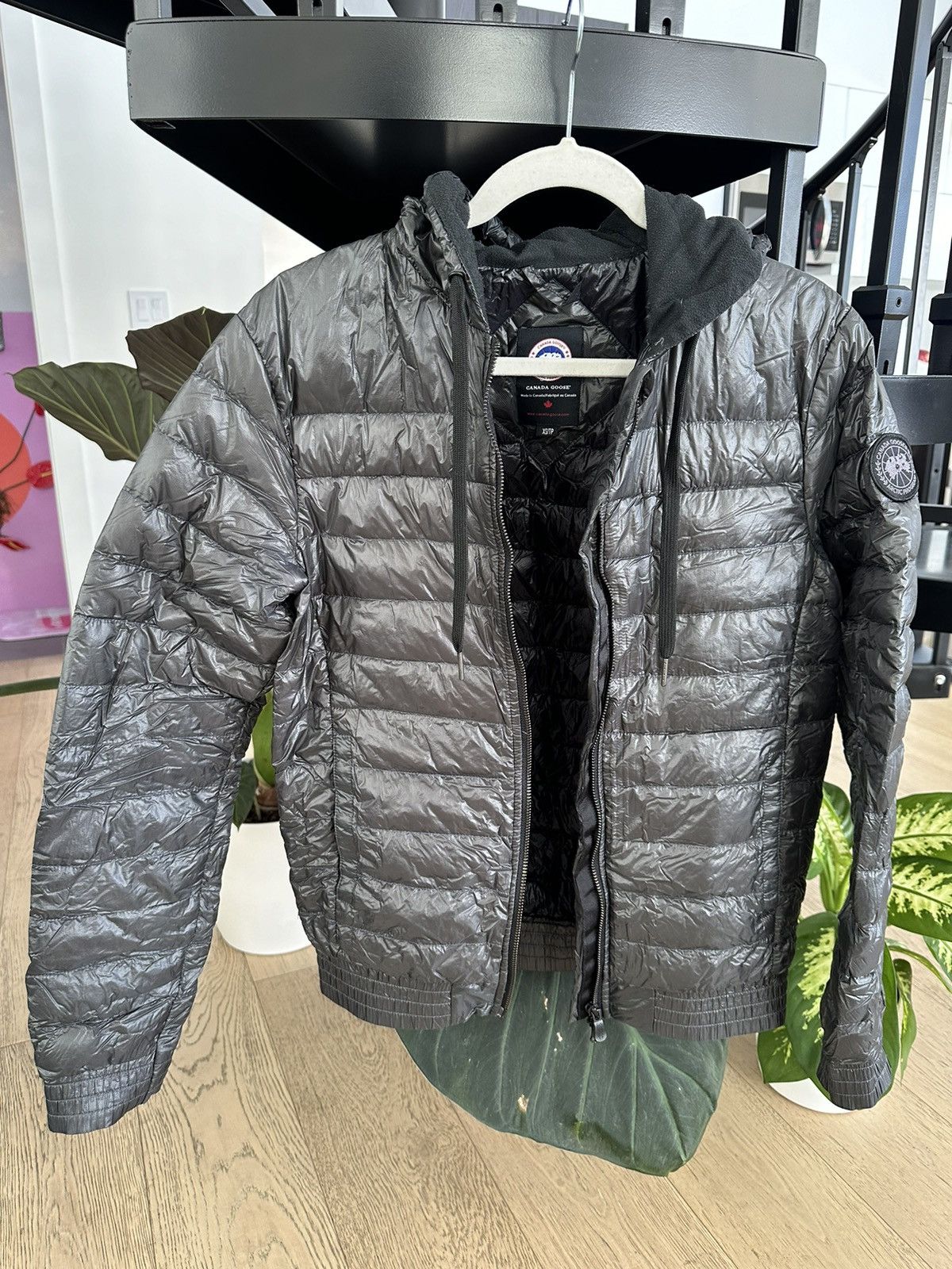image of Canada Goose Quilted Richmond Hoodie in Charcoal Grey, Men's (Size XS)