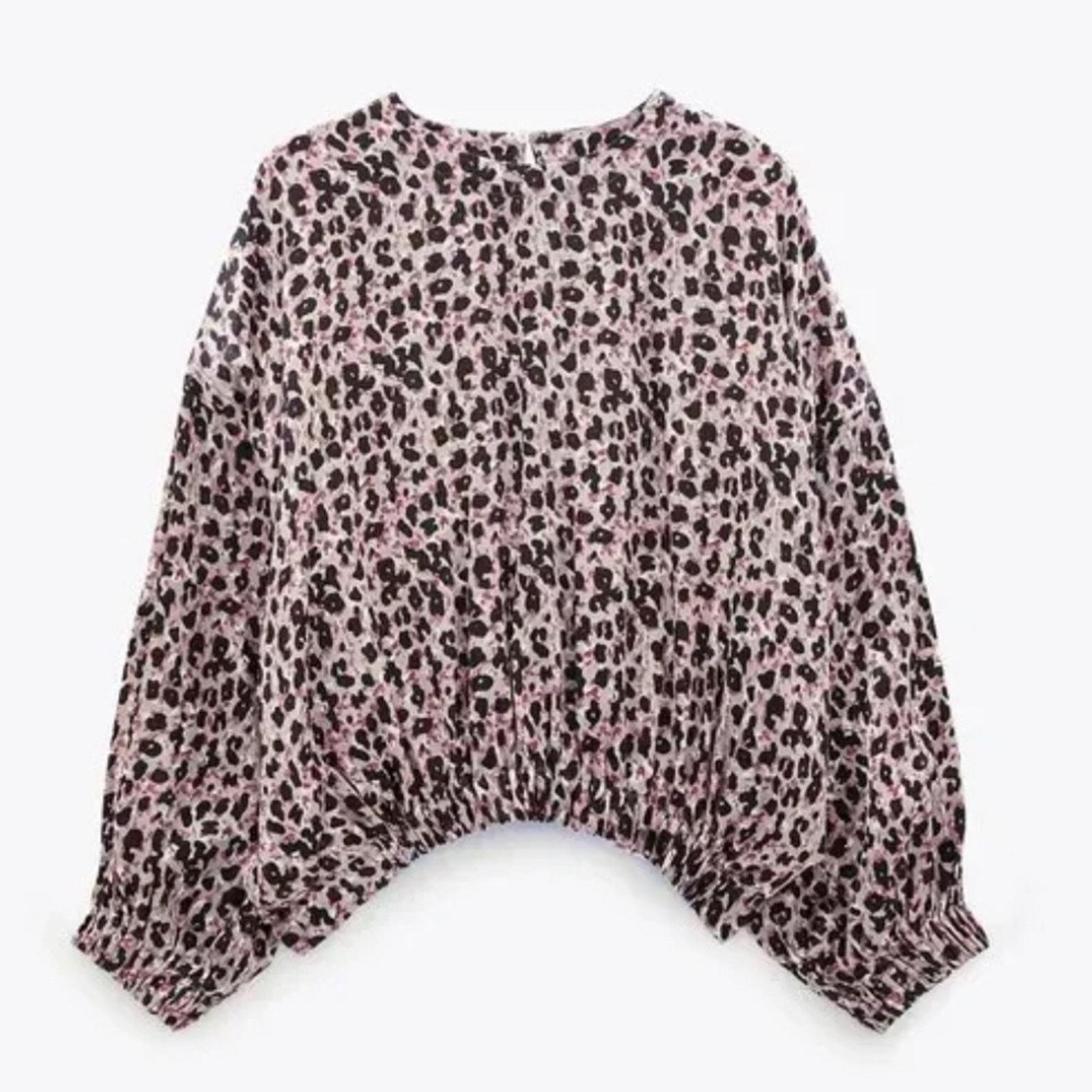 Zara Zara Leopard Print Blouson Sleeve Sateen Shirt, EUC, Small Size S / US 4 / IT 40 - 3 Thumbnail