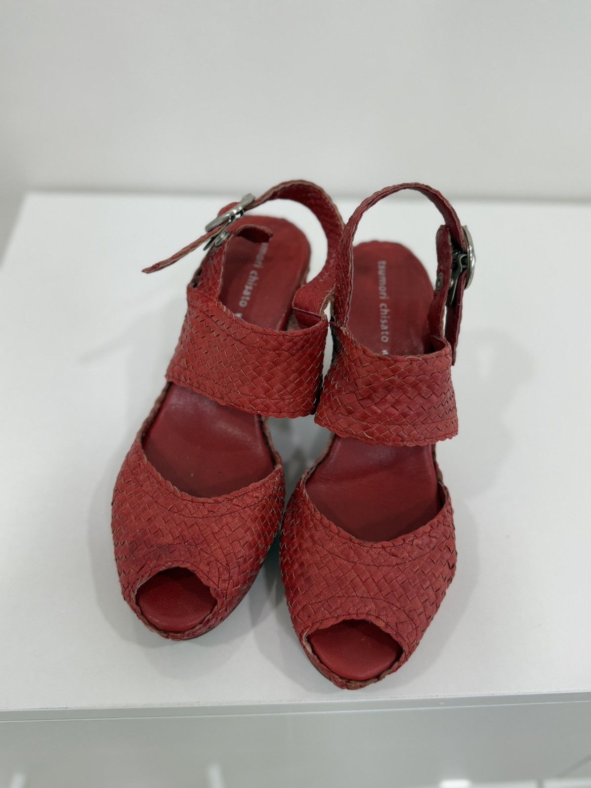 Issey Miyake × Tsumori Chisato Tsumori Chisato By Issey Miyake Intrecciato Leather Heels Size US 6 / IT 36 - 3 Thumbnail