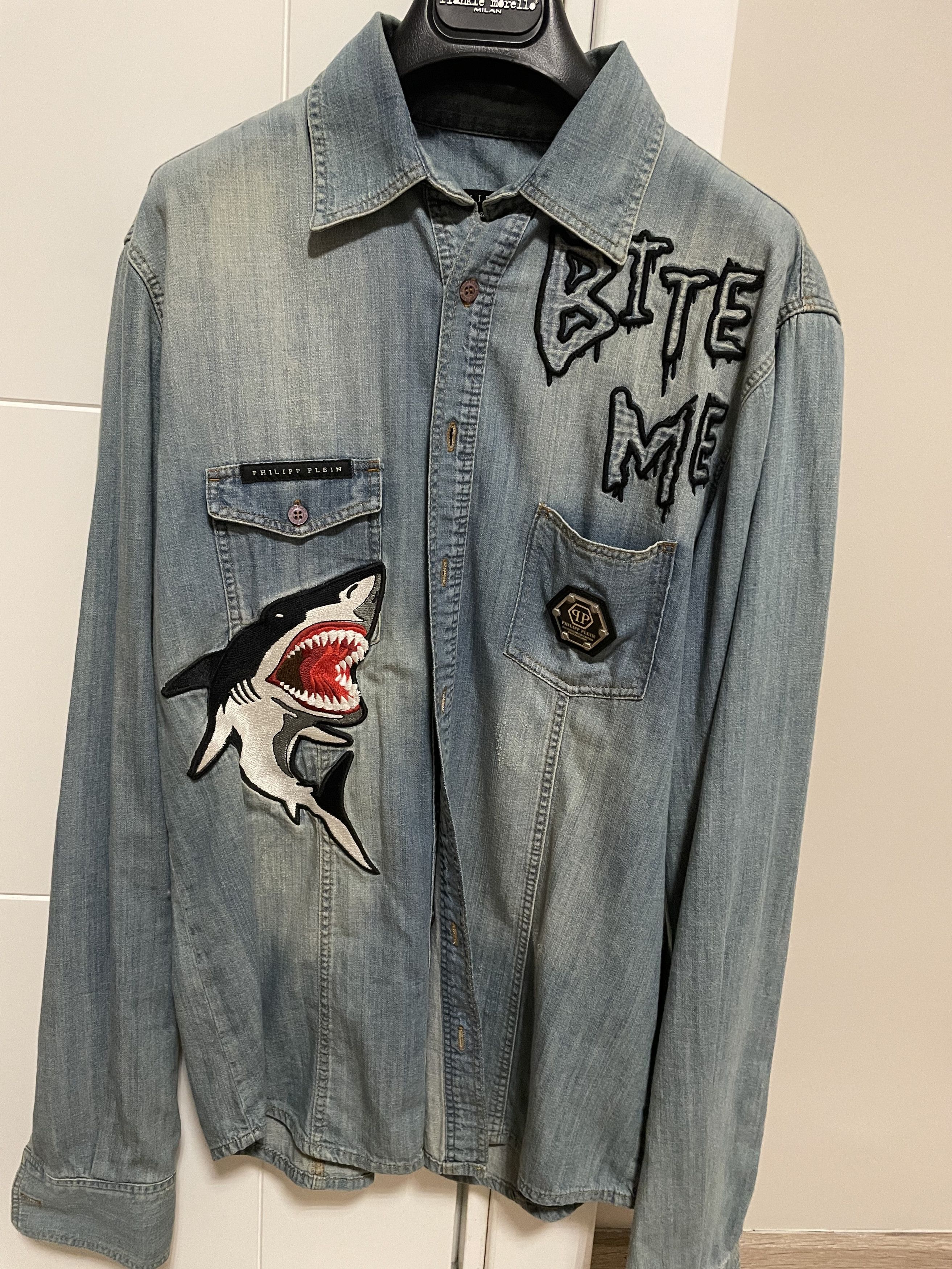 Philipp Plein Philipp Plein Bite Me Shark Denim Shirt M Size US M / EU 48-50 / 2 - 1 Thumbnail