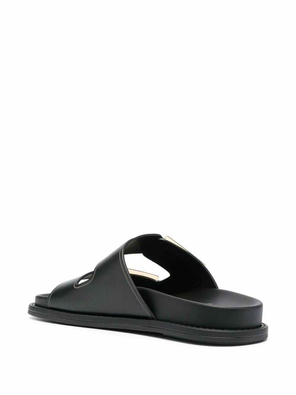 Fendi os11x0526 FF Leather Slides in Black Size US 6.5 / IT 36.5 - 4 Thumbnail