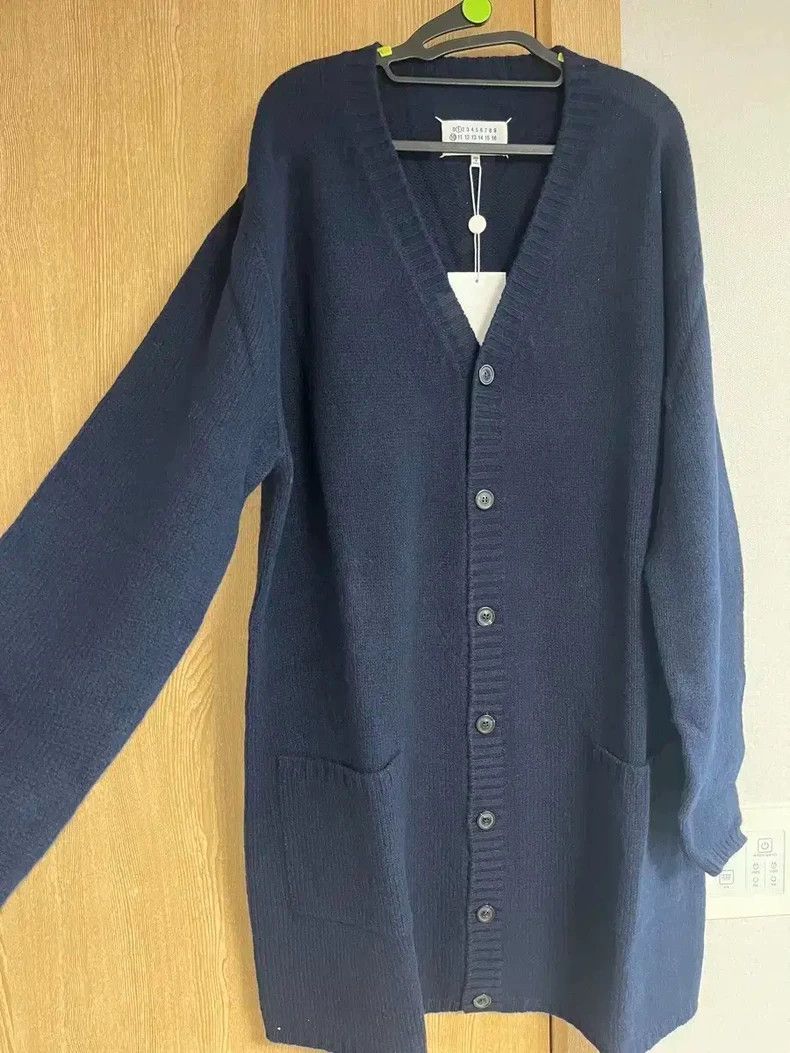 Maison Margiela Long Cardigan Coat in Blue - dmc