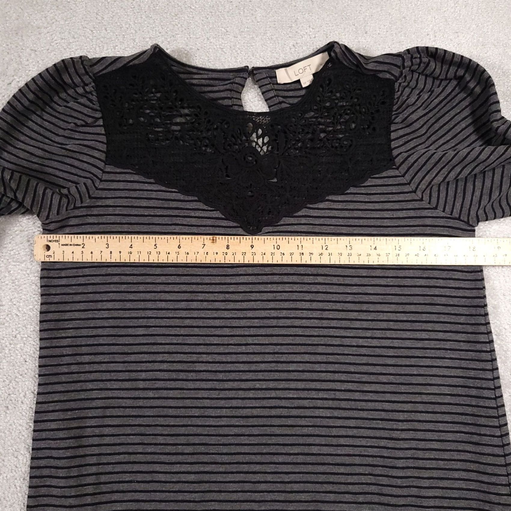 Loft LOFT Shirt Dress Women's PS Petite Gray Stripe 3/4 Sleeve Crochet Casual A-Line Shirt Dress Womens PS Petite Gray Stripe Crochet Wool? Size S / US 4 / IT 40 - 5 Thumbnail